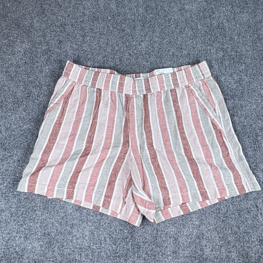 Sonoma Shorts L Linen Blend Striped Boho Coastal Preppy Cottage Summer Beach